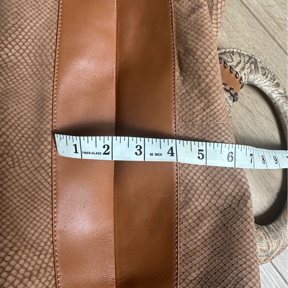 Donald j Pliner Hobo Suede Croc Leather Copper Handbag Purse - Picture 12 of 13